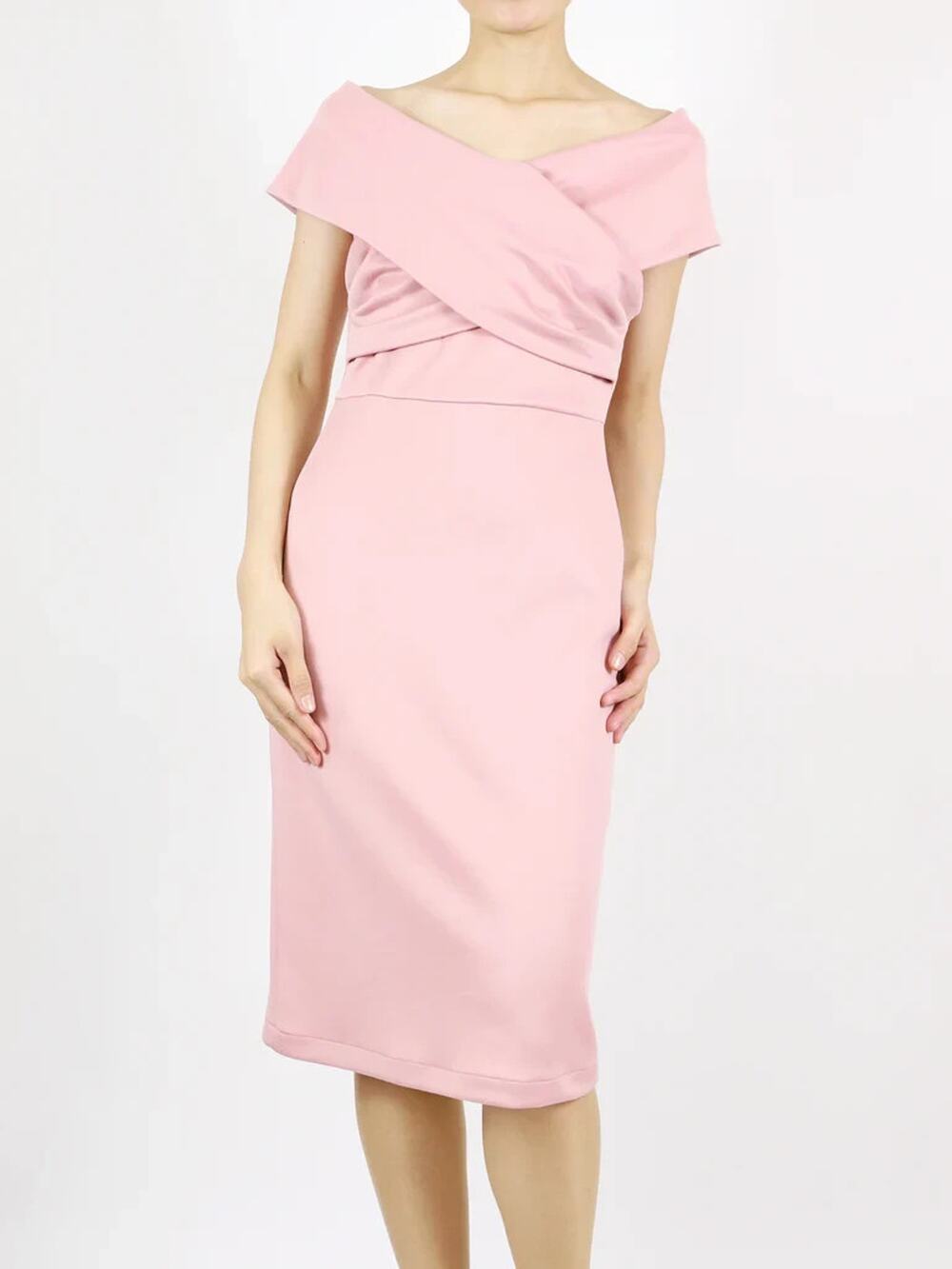 Revolve Naked Wardrobe Etta Wrap Off-Shoulder bohemian Dress Pink S A006720